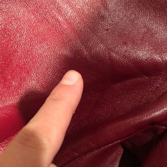 Nine West red/ burgundy leather coat. Size medium - Picture 12 of 12